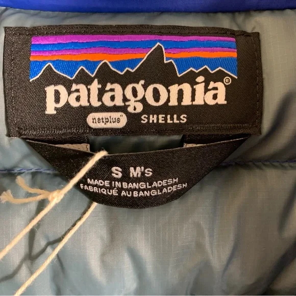 Patagonia NWT Men's Down Blue and Gray Puffer Jacket Size Small